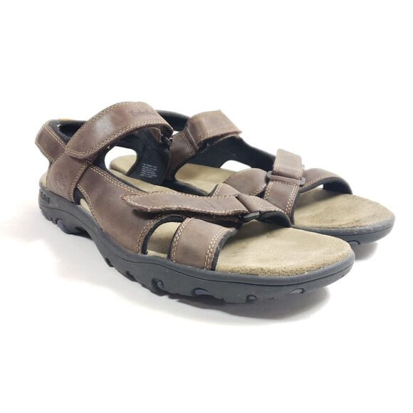 Timberland Brown Leather Adjustable Strap Sandals For Men Size 14M Comfortable - Picture 1 of 9